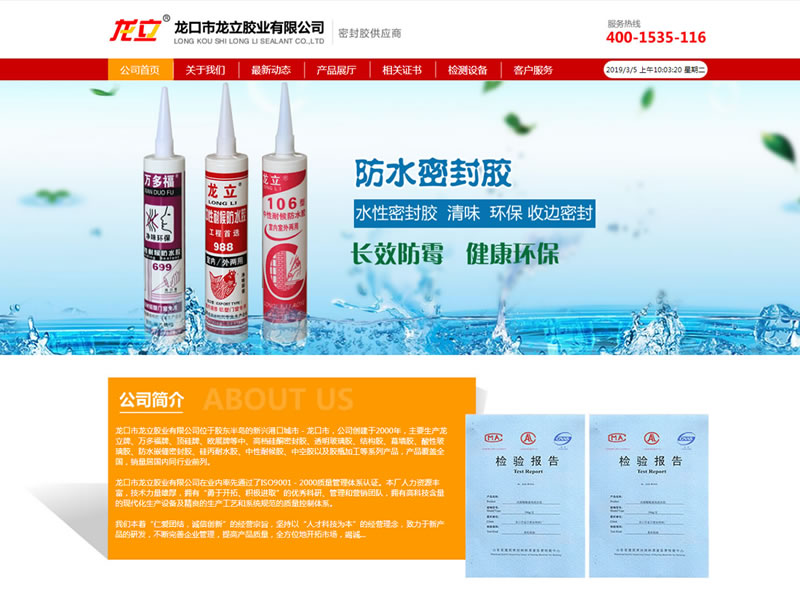 网站建设案例：龙口市龙立胶业